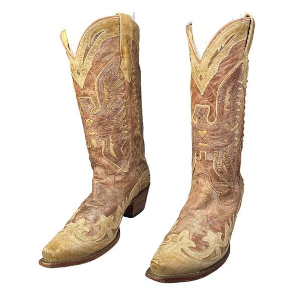 Corral Women’s Brown Distressed Eagle Overlay Western Cowgirl Boot Size US 8 - Picture 6 of 10